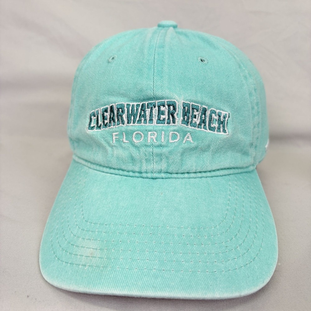 Surf Style Hat Clearwater Beach FL Unisex OS Teal Blue Embroidered Cap